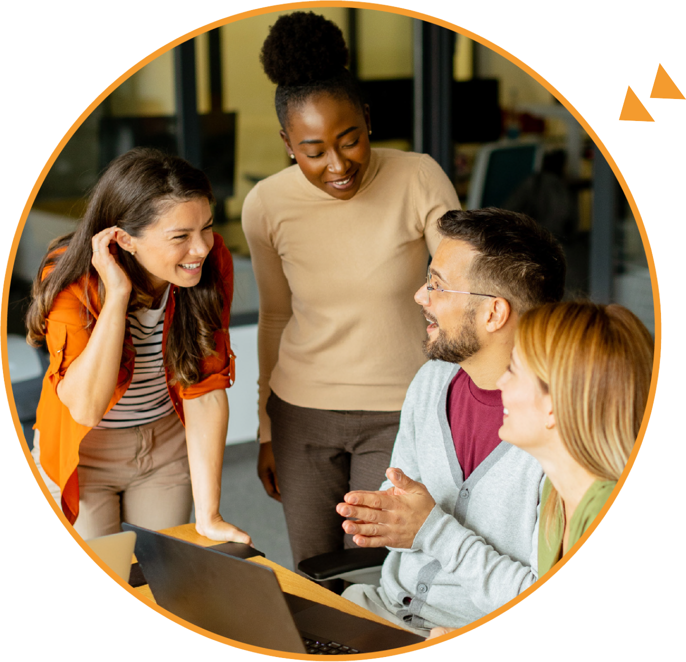 a group of people talking