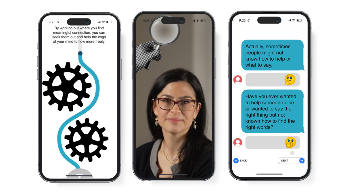 3 different screens from the app