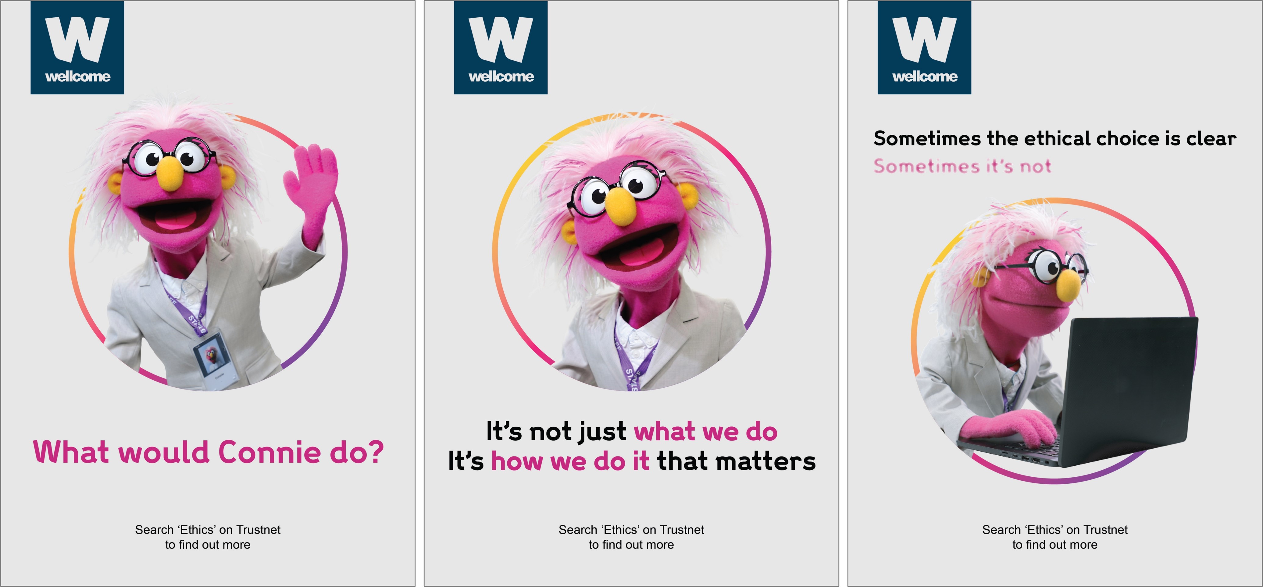 3 different posters from our  'what would Connie do?' campaign
