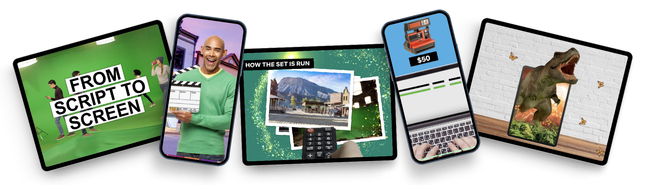 Selection of screenshots of Netflix and ScreenSkills elearning, in both landscape and portrait orientation